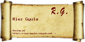 Riez Gyula névjegykártya